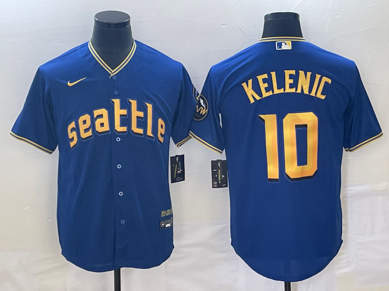 Men’s Seattle Mariners Jarred Kelenic #10 Royal 2023 City Connect Jersey