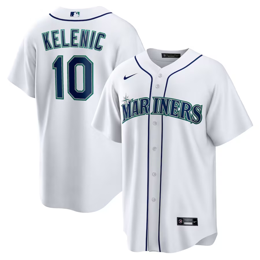 Men’s Seattle Mariners Jarred Kelenic #10 White Home Jersey
