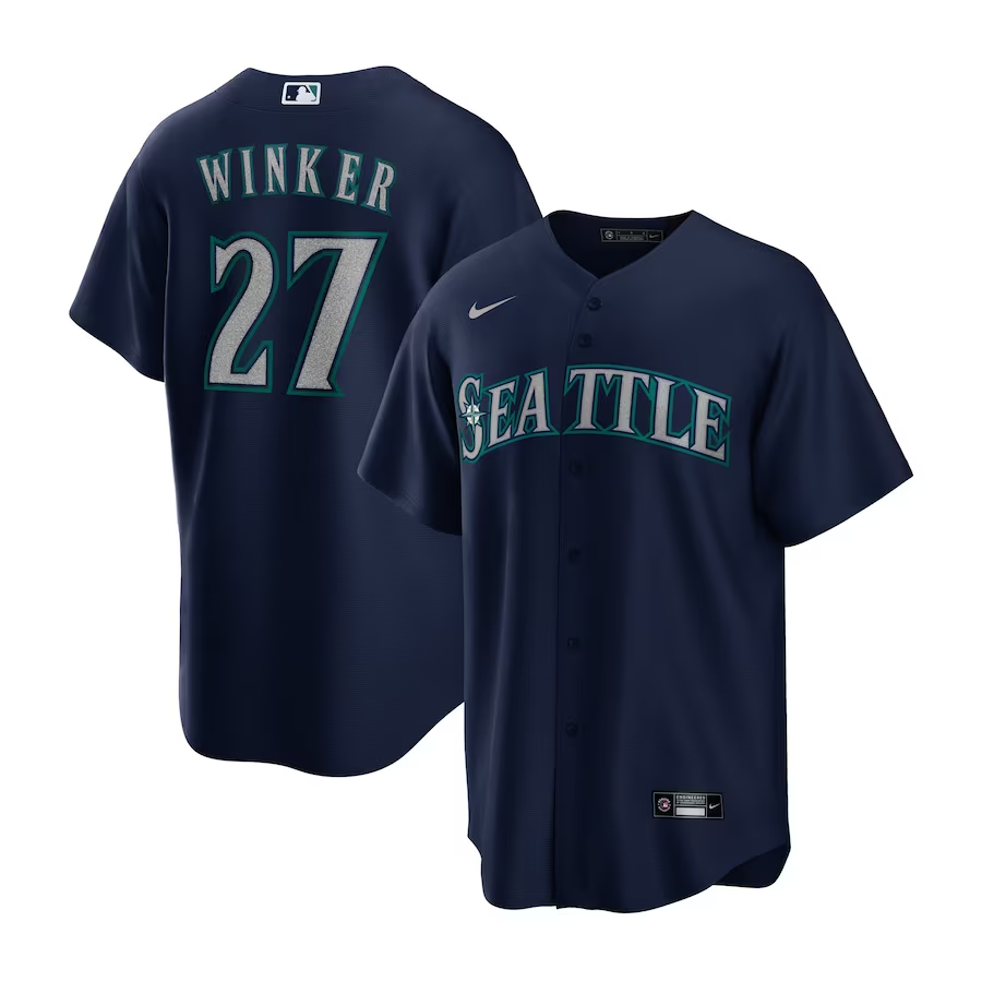 Men’s Seattle Mariners Jesse Winker #27 Navy Alternate Jersey