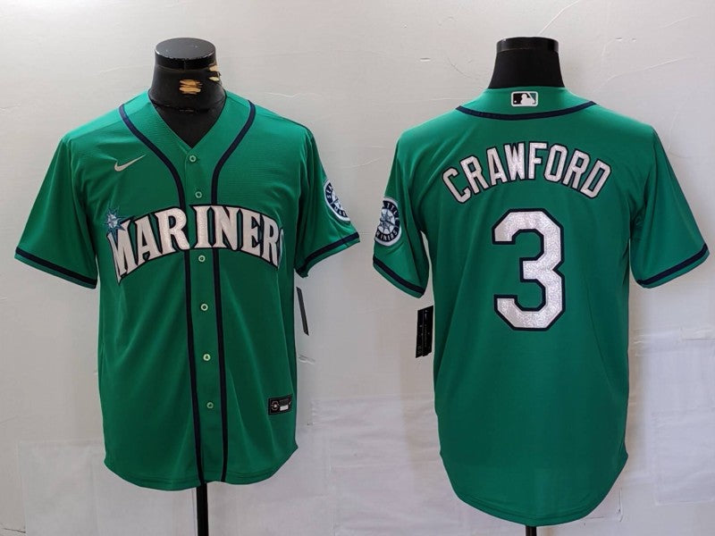 Men’s Seattle Mariners JP Crawford #3 Aqua Jersey