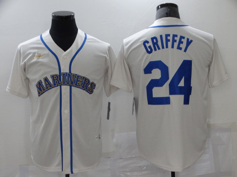 Men’s Seattle Mariners Ken Griffey Jr. #24 Beige Authentic Baseball Jersey