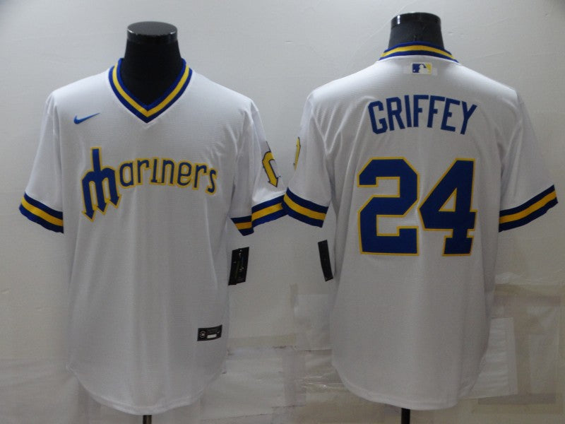 Men’s Seattle Mariners Ken Griffey Jr. #24 White Jersey