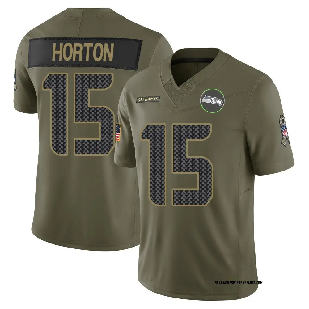 Men’s Seattle Seahawks #15 Tory Horton 2025 Salute to Service Limited Jersey – Olive
