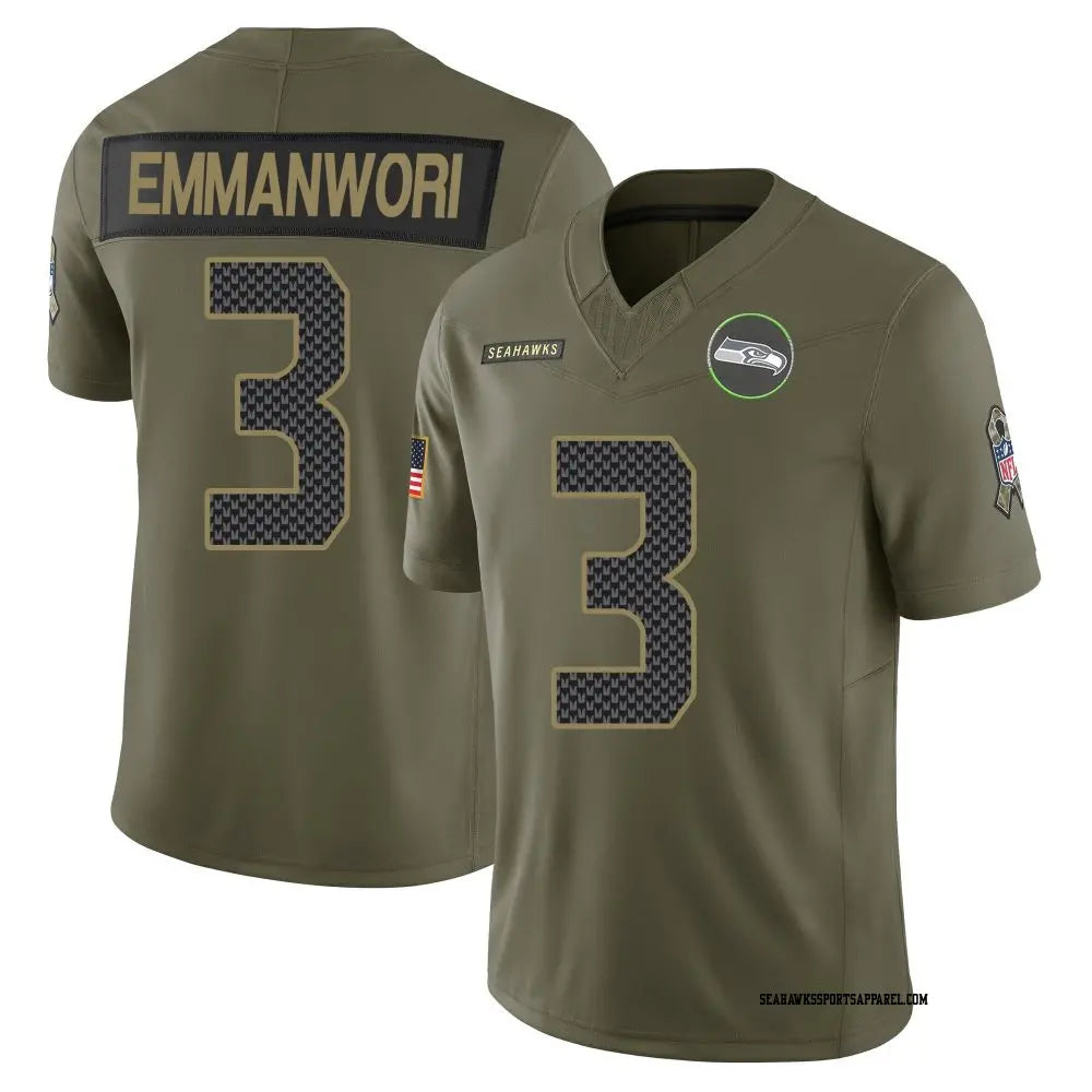 Men’s Seattle Seahawks #3 Nick Emmanwori 2025 Salute to Service Limited Jersey – Olive