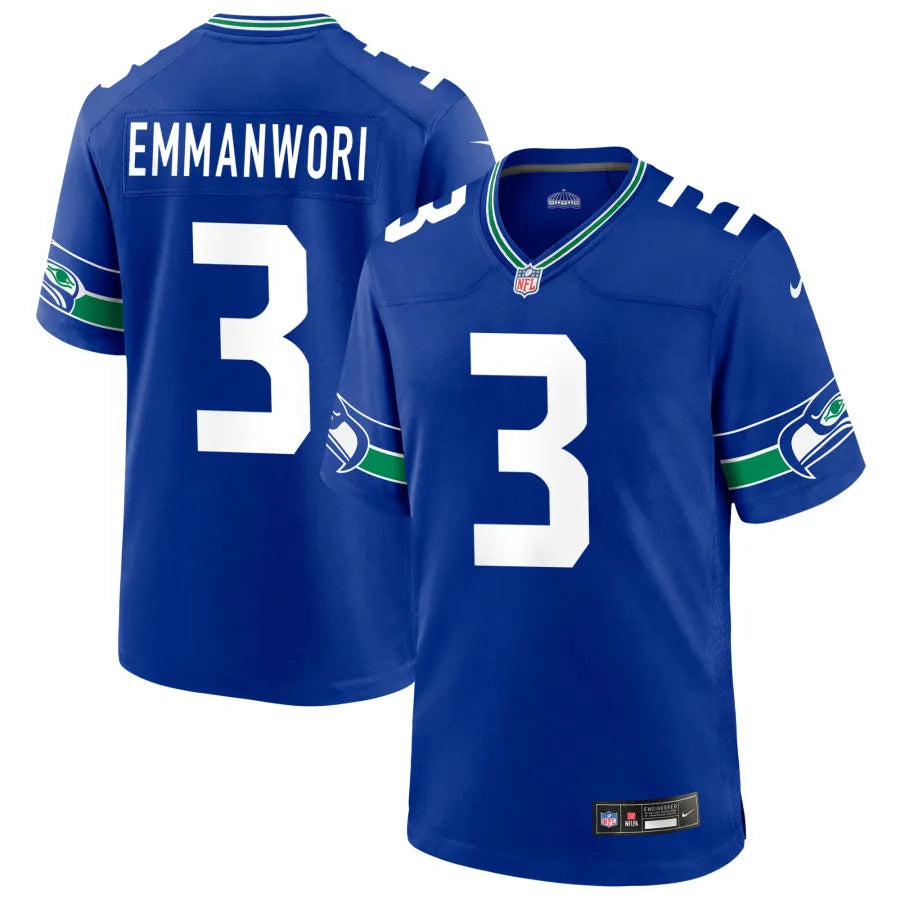 Men’s Seattle Seahawks #3 Nick Emmanwori Nike Royal Throwback F.U.S.E. Limited Jersey