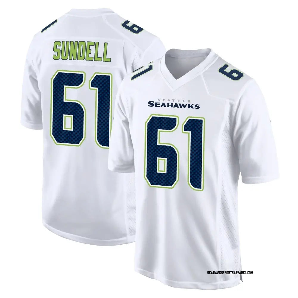 Men’s Seattle Seahawks #61 Jalen Sundell Nike White Tundra Fashion Game Jersey