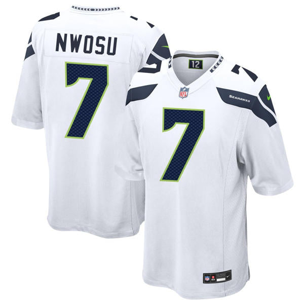 Men’s Seattle Seahawks #7 Uchenna Nwosu Nike White Vapor Limited Jersey