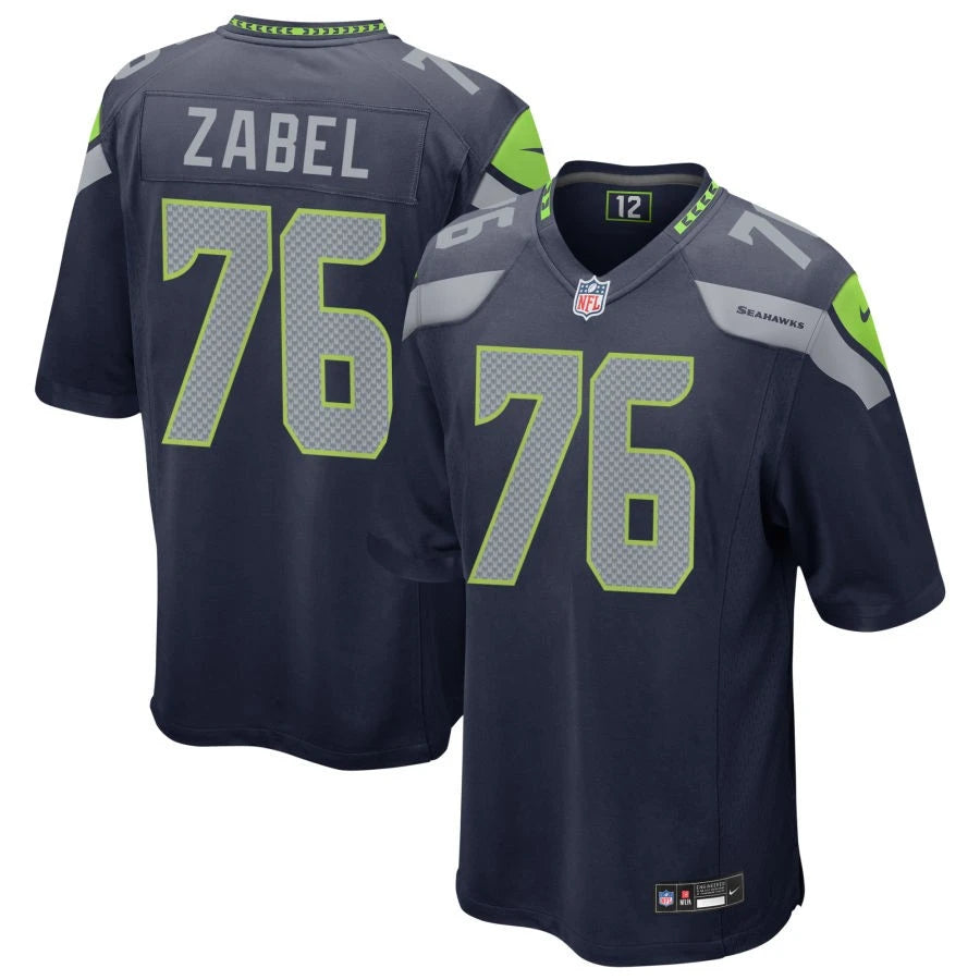 Men’s Seattle Seahawks #76 Grey Zabel Nike Navy Team Color Vapor F.U.S.E. Limited Jersey