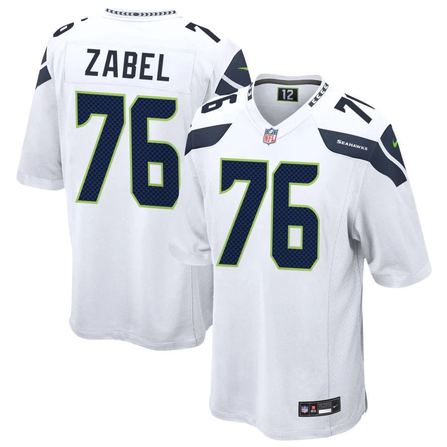 Men’s Seattle Seahawks #76 Grey Zabel Nike White Vapor F.U.S.E. Limited Jersey