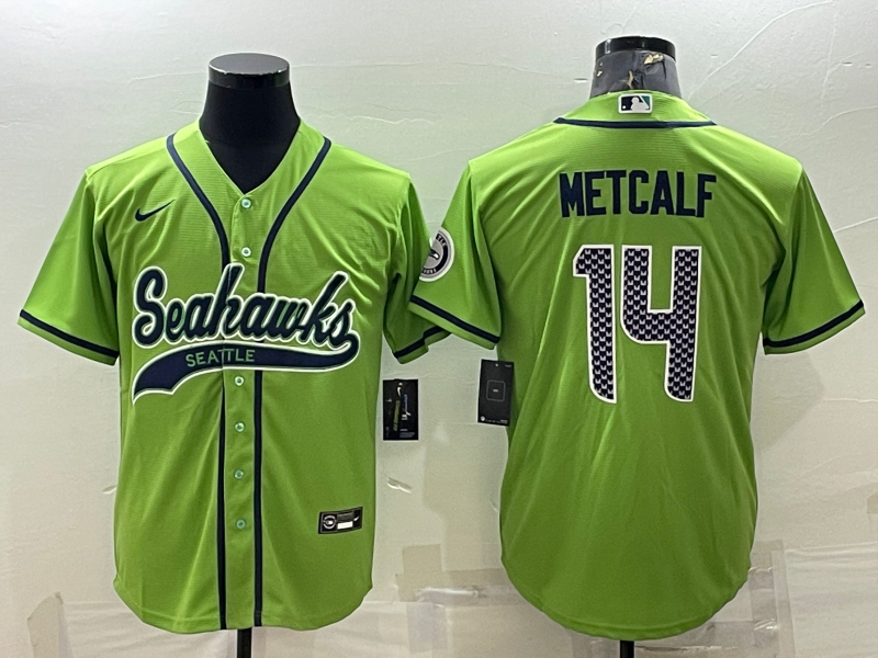 Men’s Seattle Seahawks DK Metcalf #14 Green Jersey Joint Edition