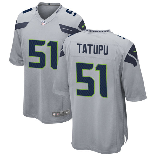 Men’s Seattle Seahawks Retired Player #51 Lofa Tatupu Nike Gray Alternate Vapor Limited Jersey