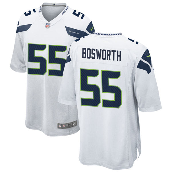 Men’s Seattle Seahawks Retired Player #55 Brian Bosworth Nike White Vapor Limited Jersey