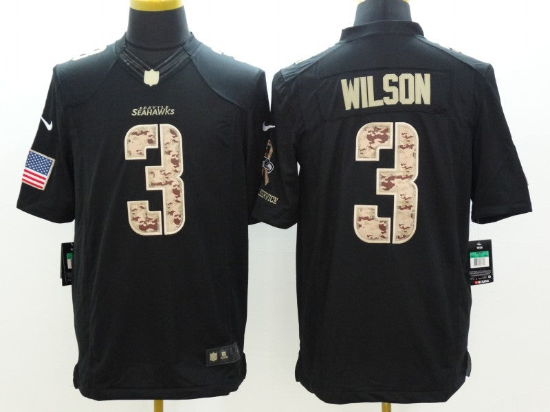Men’s Seattle Seahawks Russell Wilson #3 Black Alternate Jersey