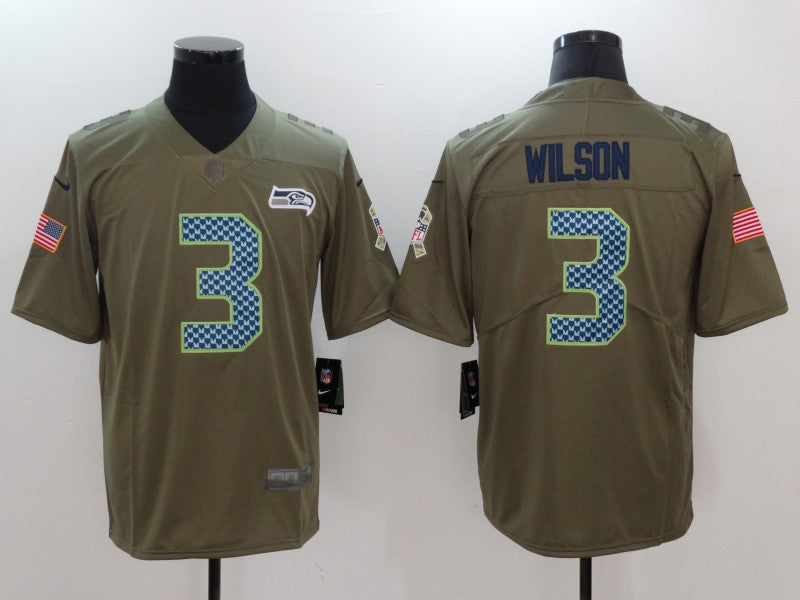 Men’s Seattle Seahawks Russell Wilson #3 Brown Alternate Jersey