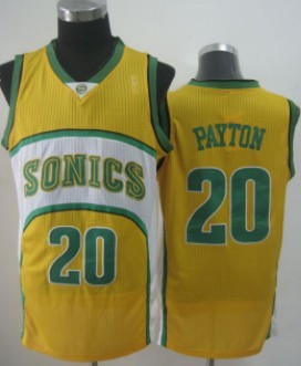 Men’s Seattle Supersonics #20 Gary Payton 1994-95 Yellow Swingman Jersey