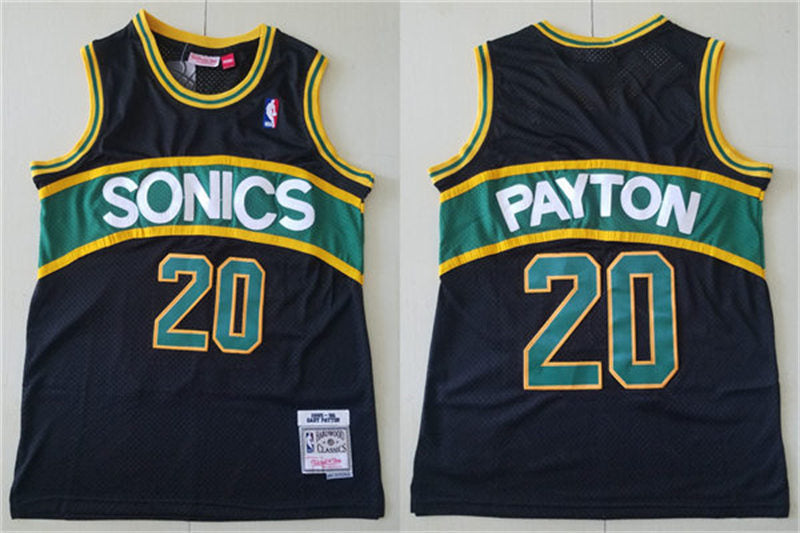 Men’s Seattle Supersonics #20 Gary Payton 1995-96 Black Hardwood Classics Swingman Jersey