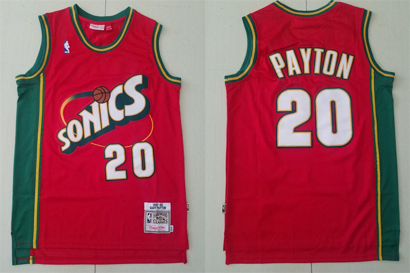 Men’s Seattle Supersonics #20 Gary Payton 1997-98 Red Mitchell & Ness Hardwood Classics Jersey