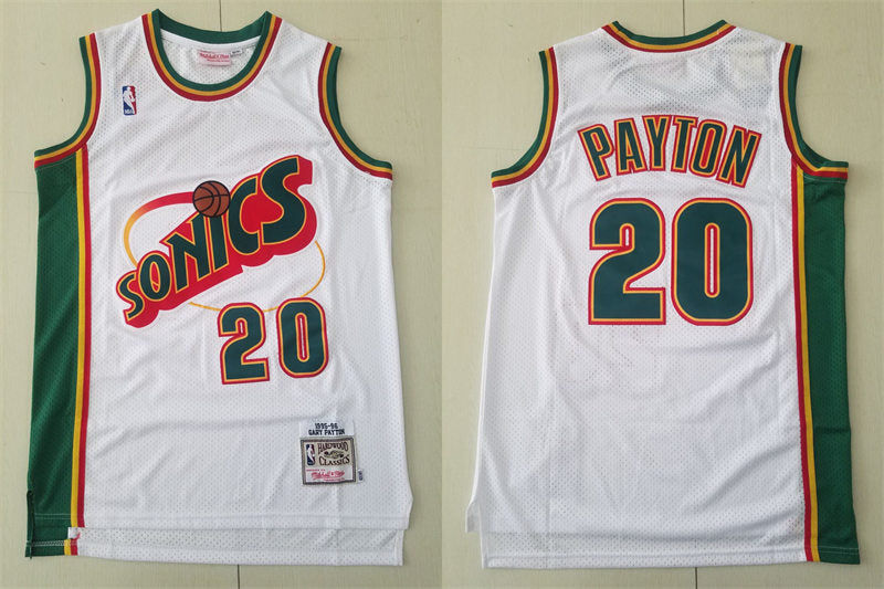 Men’s Seattle Supersonics #20 Gary Payton White Mitchell & Ness 1995-96 Hardwood Classics Jersey
