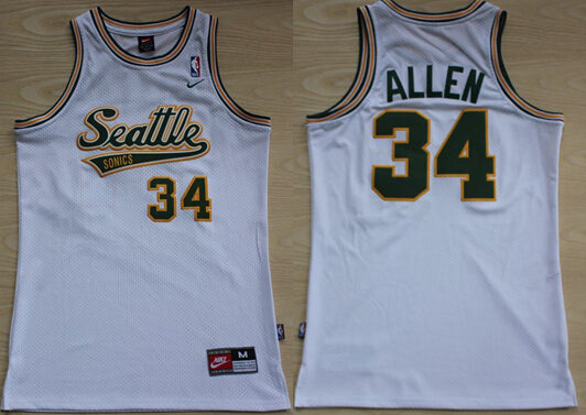 Men’s Seattle Supersonics #34 Ray Allen White AU Swingman Jersey