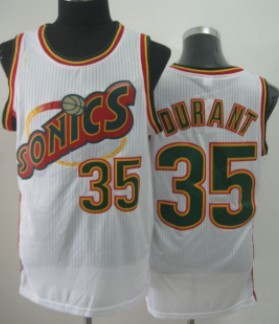 Men’s Seattle Supersonics #35 Kevin Durant 1995-96 White Swingman Jersey