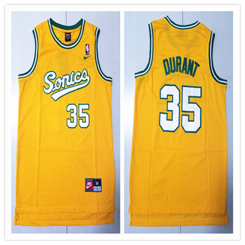 Men’s Seattle Supersonics #35 Kevin Durant 2003-04 Yellow Swingman Jersey