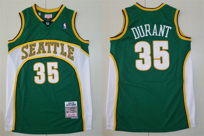 Men’s Seattle Supersonics #35 Kevin Durant 2007-08 Green Hardwood Classics Throwback Jersey