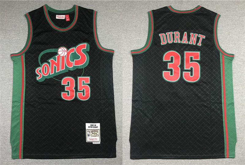 Men’s Seattle Supersonics #35 Kevin Durant Mitchell & Ness Neapolitan Black 2007-08 Hardwood Classic Jersey