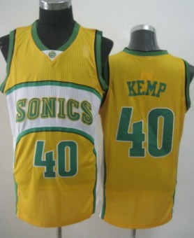 Men’s Seattle Supersonics #40 Shawn Kemp 1994-95 Yellow Swingman Jersey