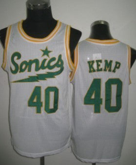 Men’s Seattle Supersonics #40 Shawn Kemp 2003-04 White Swingman Jersey