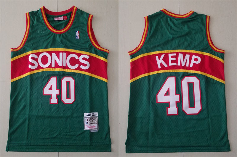 Men’s Seattle Supersonics #40 Shawn Kemp Green Mitchell & Ness 1994-95 Hardwood Classics Jersey