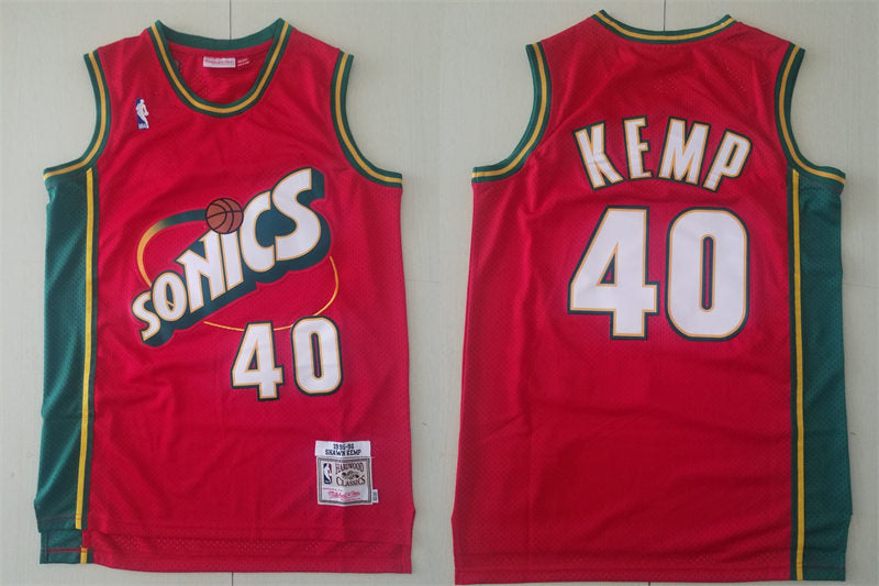 Men’s Seattle Supersonics #40 Shawn Kemp Red Mitchell & Ness 1995-96 Hardwood Classics Jersey