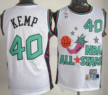 Men’s Seattle Supersonics #40 Shawn Kemp White Hardwood Classics 1995-1996 All-Star Jersey