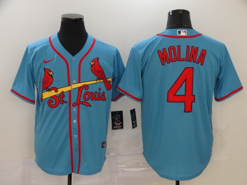 Men’s St. Louis Cardinals #4 Yadier Molina Majestic Horizon Blue Jersey
