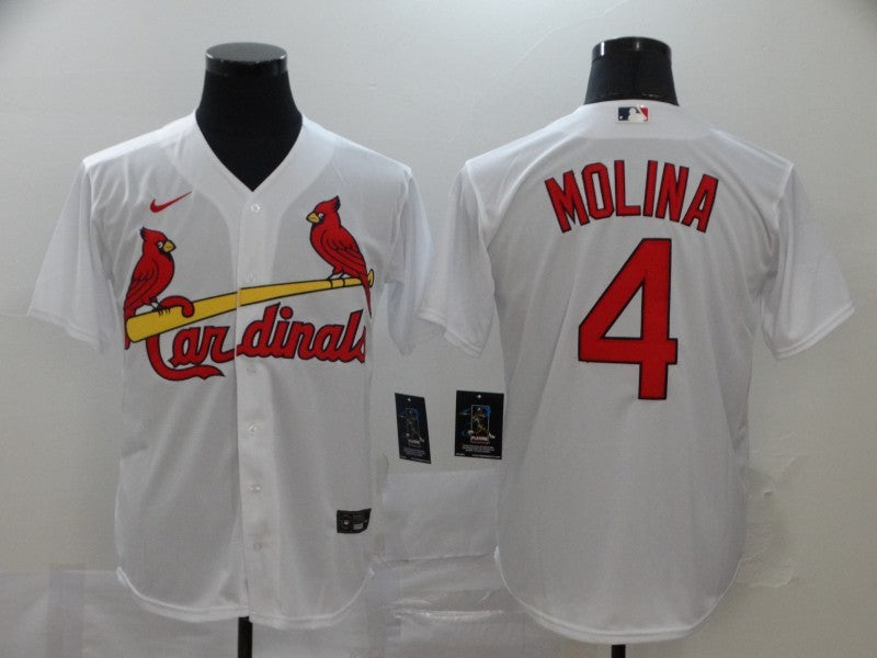 Men’s St. Louis Cardinals #4 Yadier Molina Majestic Jersey White