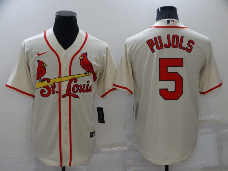 Men’s St. Louis Cardinals Albert Pujols #5 Beige Baseball Jersey