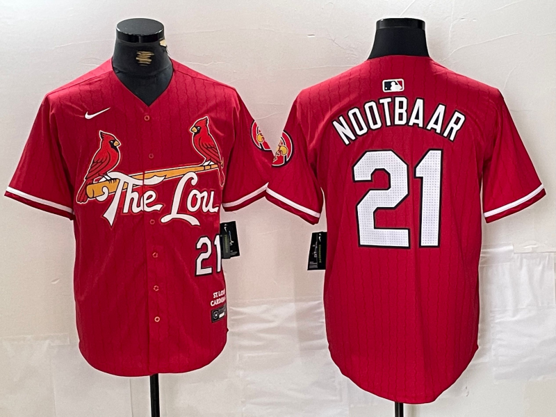 Men’s St. Louis Cardinals Lars Nootbaar #21 Red 2024 City Connect Limited Jersey