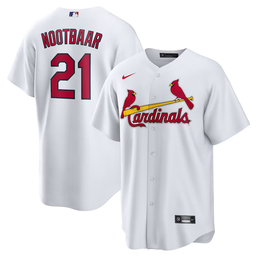 Men’s St. Louis Cardinals Lars Nootbaar #21 White Home Jersey