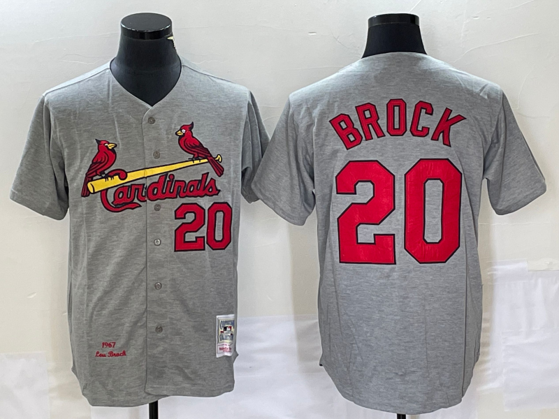 Men’s St. Louis Cardinals Lou Brock #20 Gray Cooperstown Collection Jersey