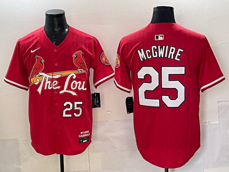 Men’s St. Louis Cardinals Mark McGwire #25 Red 2024 City Connect Limited Jersey