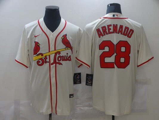 Men’s St. Louis Cardinals Nolan Arenado #28 Beige Baseball Jersey