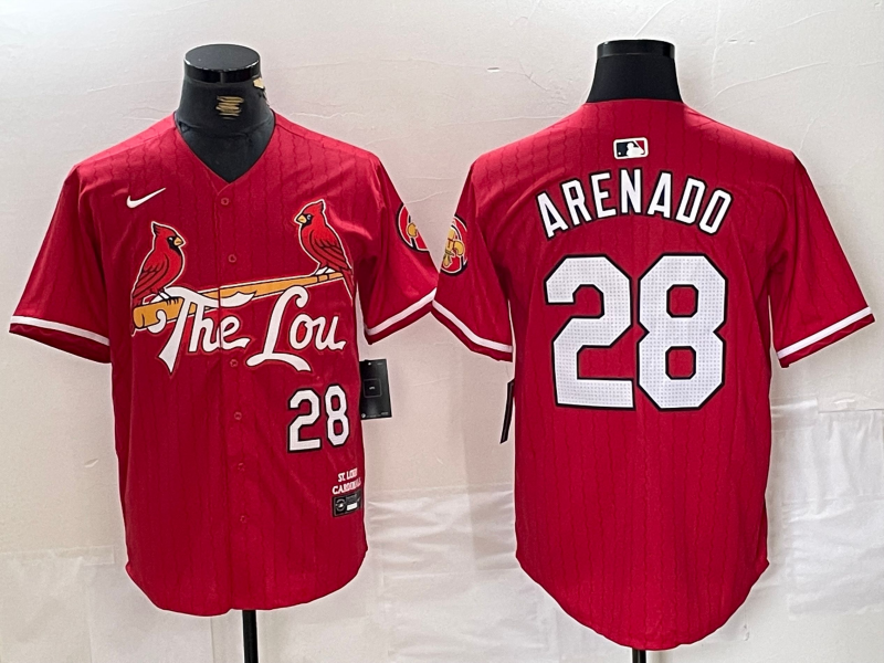 Men’s St. Louis Cardinals Nolan Arenado #28 Red 2024 City Connect Limited Jersey