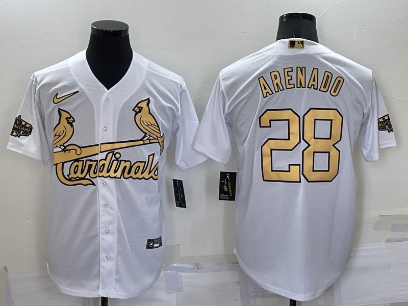 Men’s St. Louis Cardinals Nolan Arenado #28 White Stitched Jersey