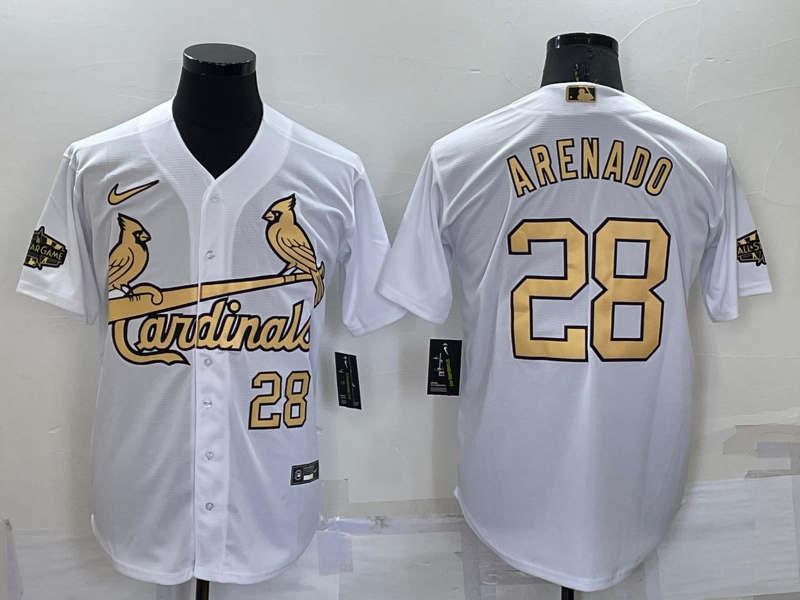 Men’s St. Louis Cardinals Nolan Arenado #28 White Stitched Jersey