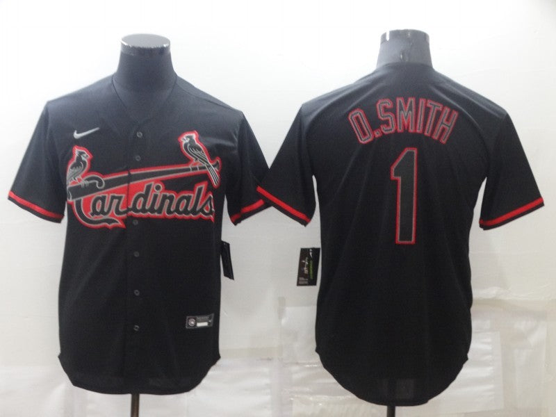 Men’s St. Louis Cardinals Ozzie Smith #1 Black Baseball Jersey