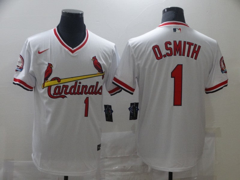 Men’s St. Louis Cardinals Ozzie Smith #1 White Authentic Jersey