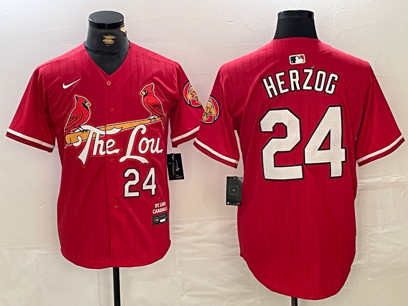 Men’s St. Louis Cardinals Whitey Herzog #24 Red 2024 City Connect Limited Jersey