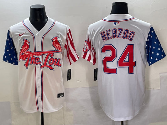 Men’s St. Louis Cardinals Whitey Herzog #24 White Jersey