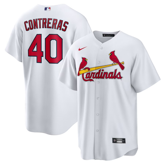 Men’s St. Louis Cardinals Willson Contreras #40 White Home Official Jersey