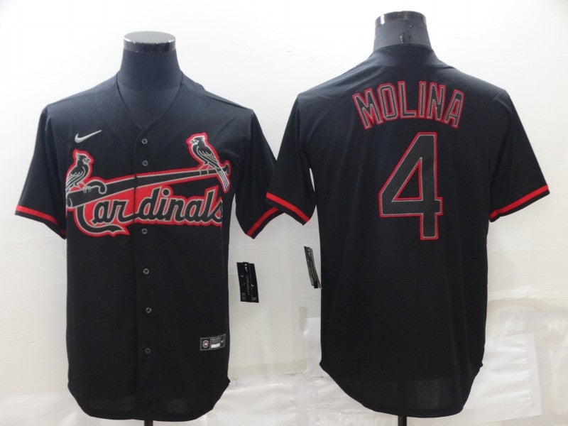 Men’s St. Louis Cardinals Yadier Molina #4 Black Baseball Jersey