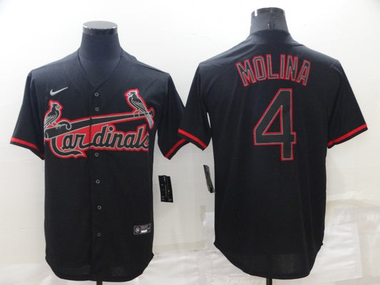 Men’s St. Louis Cardinals Yadier Molina #4 Black Baseball Jersey